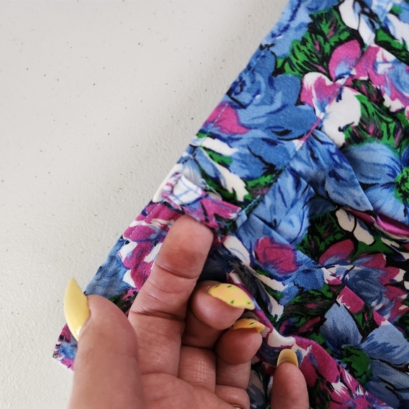 Vintage Midi Skirt 90s Blue Floral Flowy 1990s Feminine Pretty Cottagecore Large - Picture 5 of 7